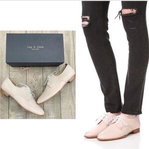 NWT rag & bone Audrey Oxfords Leather Soles in light blush pink Size 8/EU38